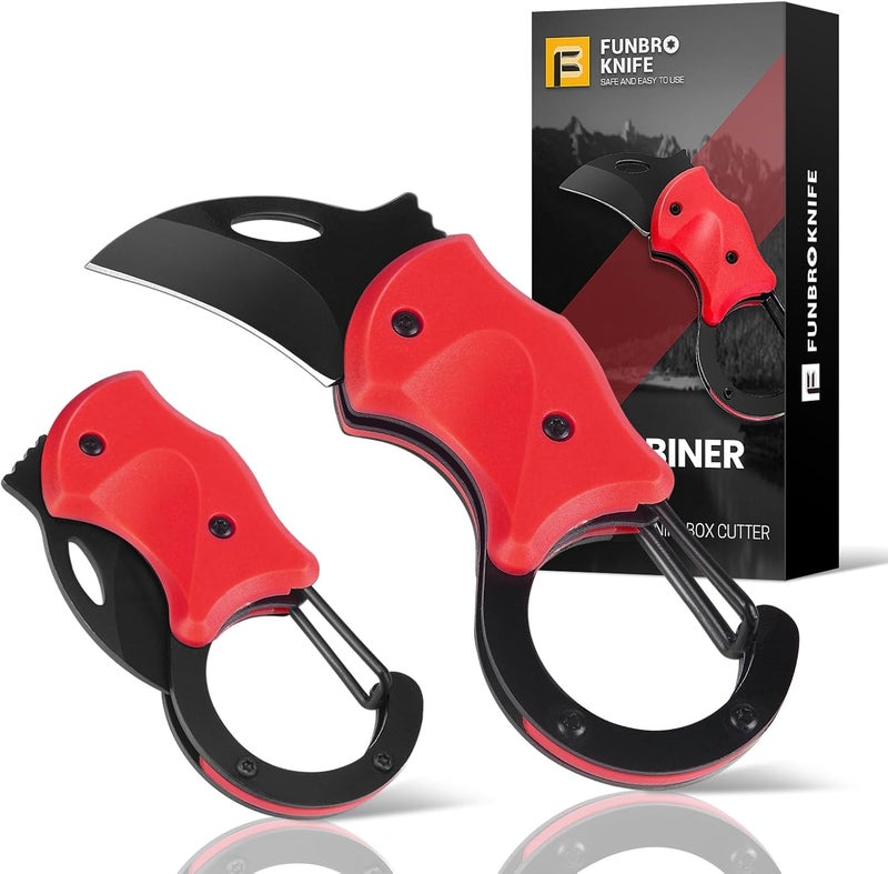 FUNBRO Cool Folding Knife Box Cutter, Small Pocket Knife for Men with 1.34 inch Sharp Blade, EDC Knives Tool for Everyday Carry, Great Gift for Women Men (Red) - Image 1